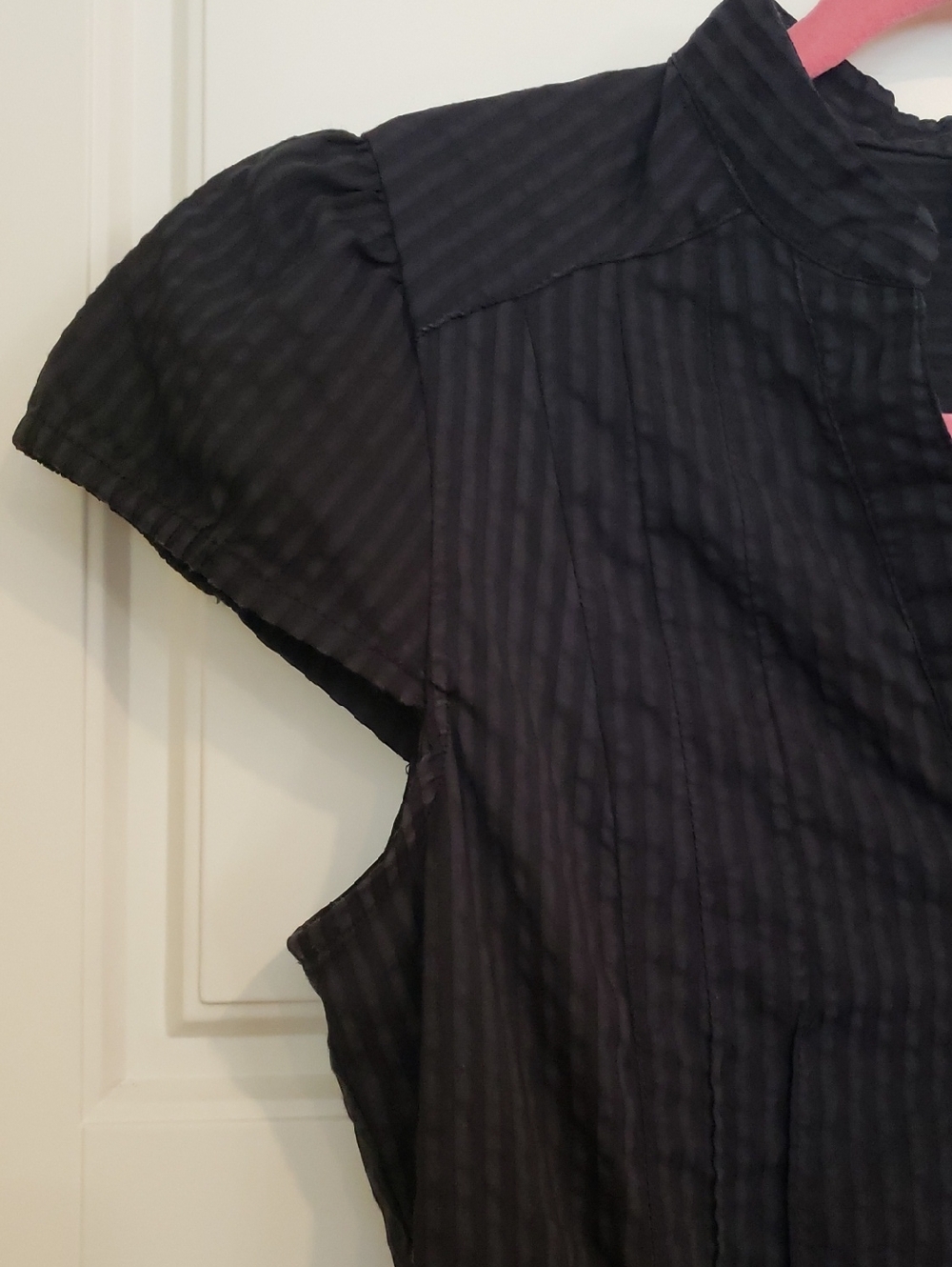 H&M Women's 6 Black on Black Vertical Striped Dress - Picture 4 of 11